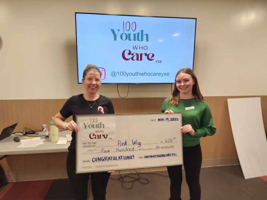 Cheque presentation to The Pink Wig Foundation, $400